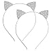Hotop 2 Pack Crystal Rhinestone Metal Cat Ear Headband Hair Bands Headwear for Women Girls Hair Accessories