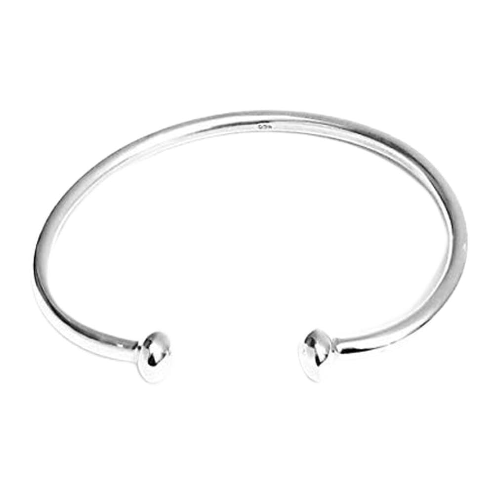 Treasure Bay Women's Solid 925 Sterling Silver Bar Bangle Bracelet Torque Silver Bangle