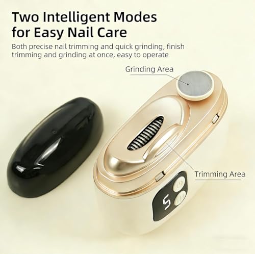 Tagliaunghie Elettrico，Tagliaunghie Elettrico Automatico 3 In 1（taglio e levigatura） + forbici di precisione (per unghie incarnite spesse)，Ideale per Tutte le Esigenze di Cura Delle Unghie (Beige)