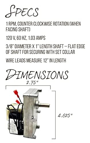 Englander Pellet Stove Auger Feed Motor - 1 RPM Counter Clockwise - PU-047040 Replacement 7 thumbnail image