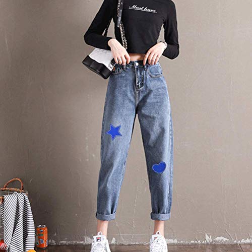 WOWOSS 30 Pieces Iron On Fabric Patches and Mini Sewing Kit for Repaire Jeans, Pants, Shirts and Clothing, 29 Colors, 4.9 x 3.7 Inch