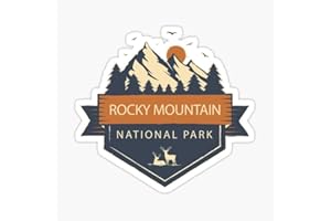 STICKY DUDE Rocky Mountains National Park Retro Mountain Sticker Style, 4in - Yeti Cup Vinyl Waterproof Decal Car Bumper Laptop Wall Window