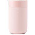 W&P Porter Ceramic Mug w/ Protective Silicone Sleeve, Blush 16 Ounces | On-the-Go | No Seal Tight | Reusable Cup for Coffee or Tea | Portable | Dishwasher Safe