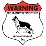 Warning! German Shepherd Dog Aluminum Sign - Badge Shape