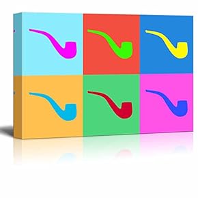 Canvas Wall Art - Multi-Color Pop Art with Tobacco Pipe - Giclee Print Gallery Wrap Modern Home Art Ready to Hang - 12" x 18"