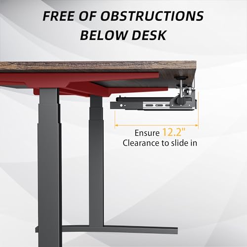 ETHU Keyboard Tray Under Desk, Corner Keyboard Tray with 45° Adjustable C Clamp for L Shaped Desk, Computer Keyboard & Mouse Tray Smooth Slide Out for Typing, 26.77" W x 11.81" D, Black