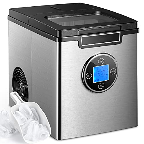 Ice Maker Countertop, 28 lbs. in 24 Hrs, 3 Ice Sizes, 9 Cubes Ready in