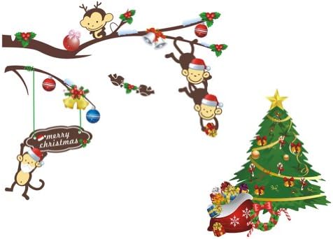 Cute Christmas Tree Monkey Wall Sticker