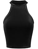 FPT Womens Sleeveless Velvet Crop Top