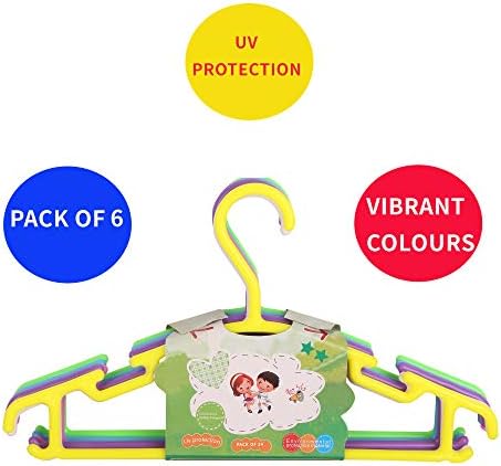 Ineffable Non-Slip Multi Color Tubular Children's Hangers for Kids Baby Infant Toddler with Plastic Hanger Straps (Set of 6)