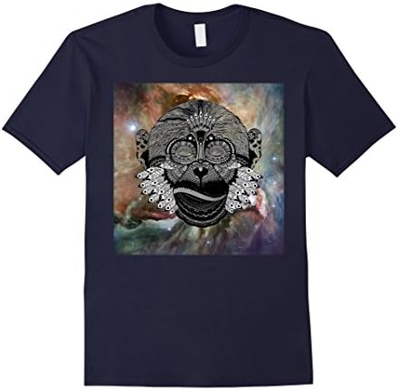 Mens Trippy Monkey Subconscious Outer Space Feather T-Shirt Small Navy
