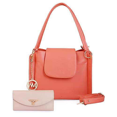 Women Marks Womens Handbag and Wallet (Peach, Combo of 2)