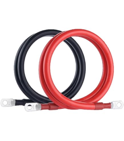 VekAuto 1 Câble Onduleur De Batterie De Calibre 6 AWG, 1,5 M, Cosse De 0,9 Cm, Câble De Batterie Universel Pour Voiture, Véhicule, Bateau, Camping-car, Solaire, Cuivre étamé Rouge