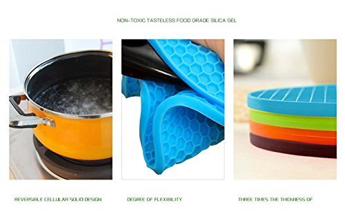 Resulzon Versatile Durable Sillicone Easy Cleaning Trivets Pot Holder Placemat for Kithchen Makeup Brushes Jarsopeners