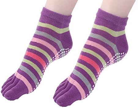 Cosfash Yoga Socks Non Slip Skid Toe Grips for Pilates Barre Women 2 Pack