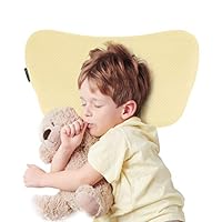 BAMMAX Toddler Pillow, Baby Pillow, Baby Sleeping Pillow with Pillowcase, Soft Breathable Memory Foam Head Shaping Pillow Flat Head Syndrome Prevention Head Support for Kids Over 12 Months Old, Yellow