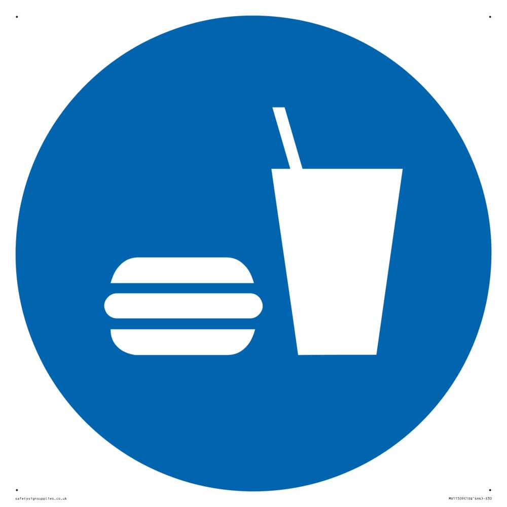 Custom Mandatory: Eat and drink Sign - 300x300mm - S30