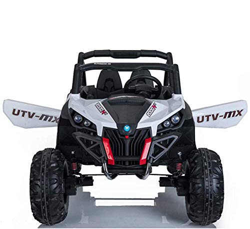 Dporticus 12V Cool Kids Electric Off Road Vehicle Ride On Driving Toy Car with Two Seater Remote Control for Boys,White