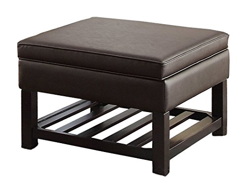 Poundex Bobkona Neon Square Storage Ottoman, Espresso