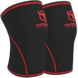 Knee Sleeves 7mm (1 Pair) - High Performance Knee Sleeve Support For Weight Lifting, Cross Training & Powerlifting - Best Knee Wraps & Straps Compression - For Men and Women (Black/Red, Large)