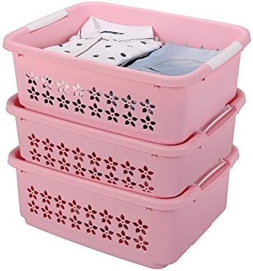 Sukhson India Pink Color Finland Stackable | Nestable Small Size Basket, Set of 3