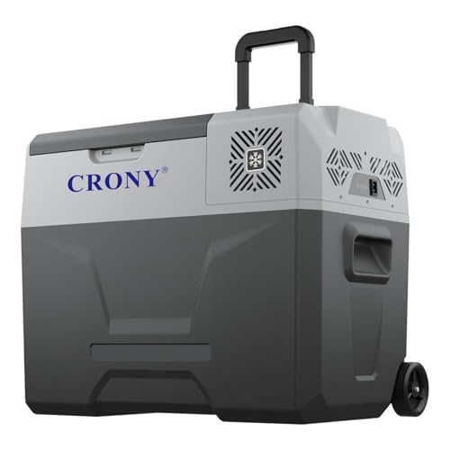 CRONY Portable Car Refrigerator 40L DC/AC Car Fridge 12/24V Mini Fridge App-Controlled -20°C to 20°C Fast Cooling Car Cooler LED Control Panel with Trolley Wheels & Battery Protection