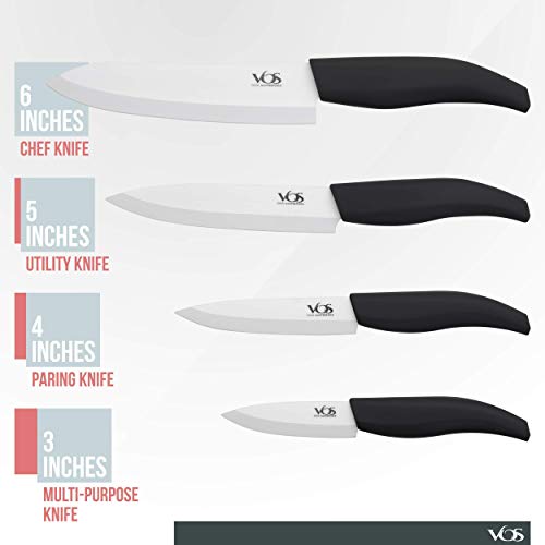 Ceramic Knife Set with Holder and 8 Inch Chef Knife The Vegetarian