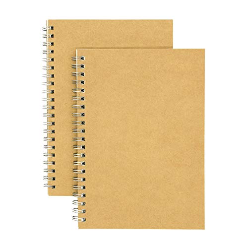Soft Cover Spiral Notebook Journal 2-pack, Coofficer Blank Sketch Book Pad, Wirebound Memo Notepads Diary Notebook Planner with Unlined Paper, 100 Pages/ 50 Sheets, 7.5