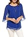 ACEVOG Women's Scoop Neck Chiffon Solid Blouse Top (Blue XXL)