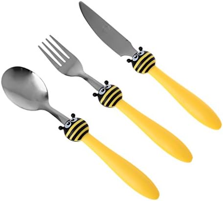 Luoxxxka 1 Set Spoon & Fork & Knife for Kids Tableware Children Feeding Cartoon Stainless Steel Cutlery