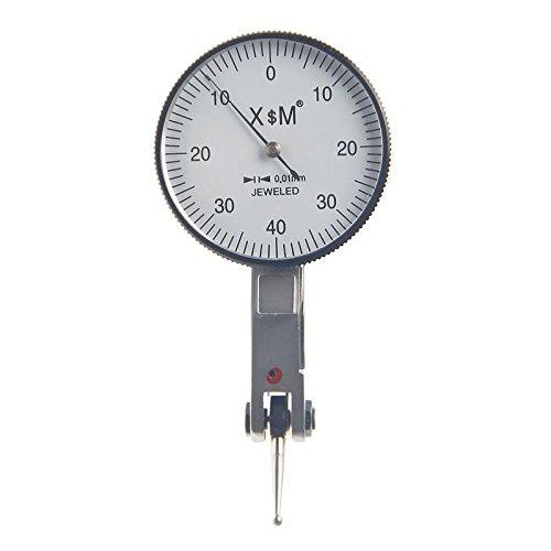 KATSU Dial Test Indicator Metric Meter Tool Kit Gauge with Dovetail Rails Precision 0.01mm Includes 2 Probes for Mechanical Oscillation Measurement (0-0.8mm, 38mm, White) 40112303W