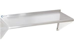 SWOTCATER Stainless Steel Shelf 12"x36", Space-Saving Wall Mounted Shelving, 280lb Heavy Duty Steel Shelves with Easy-Clean Surface for Kitchen, Restaurant, Bar, Hotel (Commercial & Home Use)