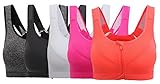 HENNY RUE Women's Front Closure High Impact Sports Bra Workout Yoga Bras
