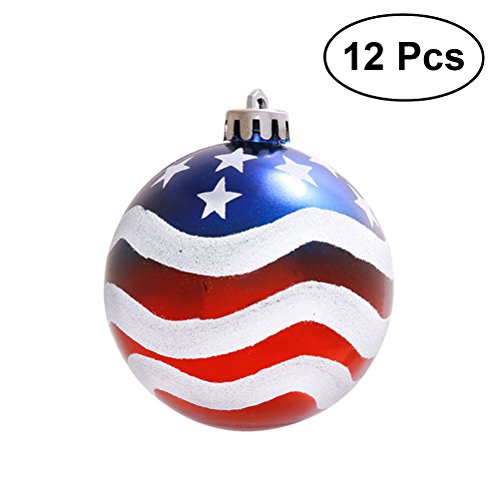 LUOEM Patriotic Ball Ornaments July of 4th Ball Hanging Independence Day Party Decor Holiday Wedding Tree Decorations 12pcs