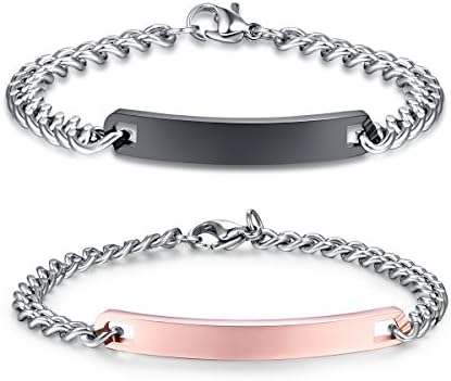 Vicney Jewellery Men's Women's Couple Bracelets Stainless Steel Bracelet for Lover Custom Engrave