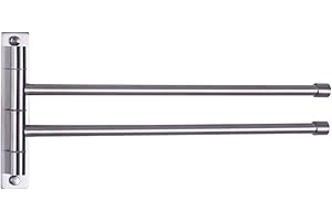 GERZWY Bathroom Swing Arm Towel Bars 2-Arm Wall Mount Stainless Steel Bath Towel Rack Hanger Towel Holder Organizer Brushed F