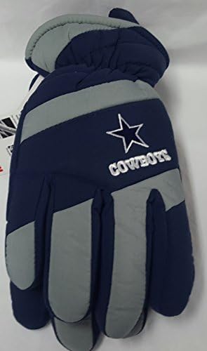 NEW! Navy &amp; Gray Dallas Cowboys Warm Insulated Embroidered Gloves Leather Palm (L/XL)