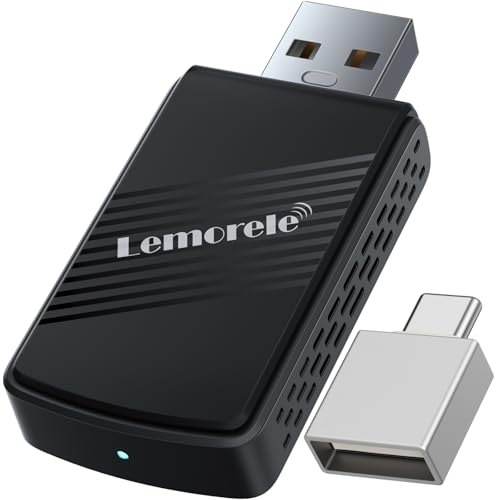 Lemorele Adaptateur sans Fil Android Auto & Carplay 2 en 1 Stick Convertir Filaire Android Auto/Carplay en Sans Fil pour Voitures