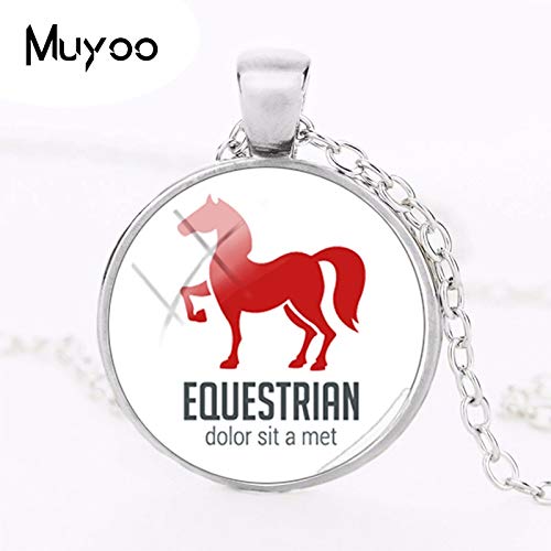 Davitu Pendant Necklaces - 2018 New I Love My Arabian Horse Pendant Equestrian Vaulting Club Necklace Silver Glass Art Picture Pendants Round Jewelry HZ1 - (Metal Color: 4, Main Stone Color: Silver)