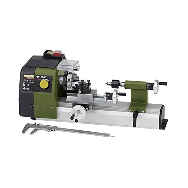 PROXXON Feindrehmaschine FD 150/E, prÃ¤zise Drehbank mit 2-stufigem Riemenantrieb, Geschwindigkeitsregelung, Spindeldrehzahlen bis 5.000/min, Art.-Nr. 24150