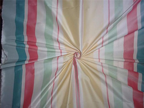 100 % SILK TAFFETA PASTEL COLOUR STRIPE 54 INCHES