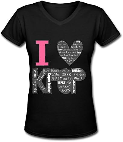 Love Kpop Korean Idol T Shirts,Bikinovety Fashion T Shirt,V-neck Shirts For Women,Black