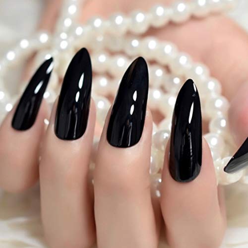 EDA LUXURY BEAUTY BLACK GLAMOROUS DESIGN Full Cover Press On Gel Glitter Artificial Tips Shiny Acrylic Extreme False Nails Extra Long Sharp Pointed Round Almond Stiletto Super Fashion Fake Nails 4 EDA LUXURY BEAUTY BLACK GLAMOROUS DESIGN Full Cover Press On Gel Glitter Artificial Tips Shiny Acrylic Extreme False Nails Extra Long Sharp Pointed Round Almond Stiletto Super Fashion Fake Nails
