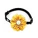 PetFavorites Designer Rhinestones Daisy Flower Charm Suede Leather Pet Cat Dog Bow Tie Collar Necklace with Pearl for Pets Cats Extra Small Dogs Female Puppy Yorkie Girl (Yellow, Size S)