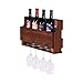 del Hutson Designs Wall Mounted The Little Elm Wine Rack with 4 Bottle 4 Long Stem Glass Holder, Walnut