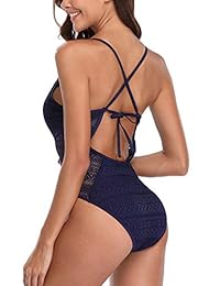 Trajes de baño de malla con cuello en V para dama