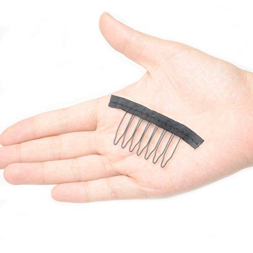 Luwigs 36 pcs Wire Wig Combs For Wig Caps Black Color Anti-Rust Wig Clips Accessories Tools (Black, Wig Comb)