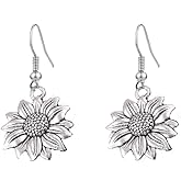 Picano Antique Gold Silver Sunflower Dangle Earrings for Women