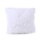 Super Soft Throw Pillow Case Cover Plush, FreshZone Christmas Pillow Covers 16x16 Xmas Pillow Case Decorative (White)