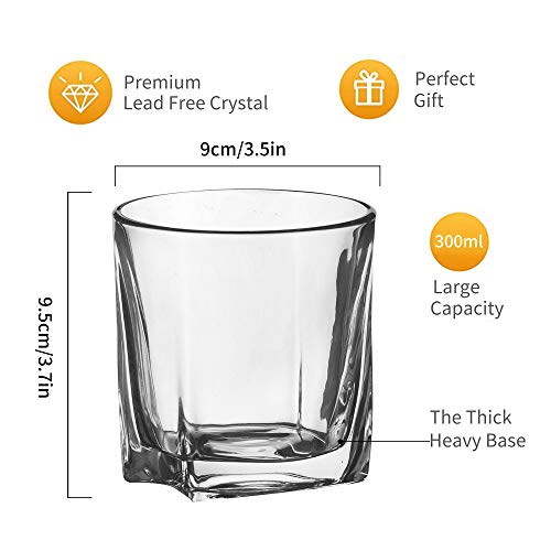 Amisglass Whisky Gläser 4er Set, Bleifrei Kristallgläser als Wassergläser & Longdrinkgläser, Gin Gläser Set 295ml, Rum Gläser Hochwertig & Einzigartig – Bild 2
